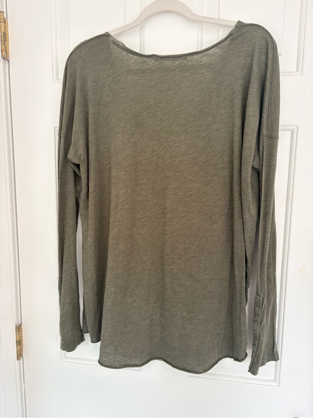 We the Free Lightweight Olive Green Scoop Neck Long Sleeve Top - Picture 2 of 2